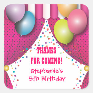 Circus Carnaval Verjaardag Dank u Sticker