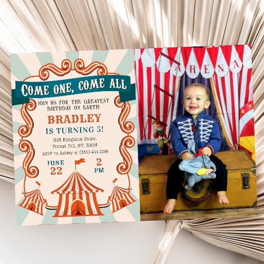  Circus Carnaval Verjaardag Foto Uitnodiging