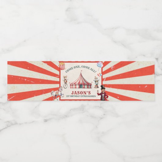  Circus Carnaval Verjaardag Waterfles Etiket (Enkel label)