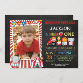 Circus Carnaval Verjaardagsfeest Fotouitnodiging Kaart (Voorkant / Achterkant)