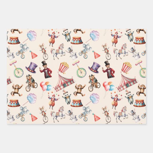 Circus Carnaval Wrapping Papier Platte Blad Set va Inpakpapier Vel (Voorkant 2)