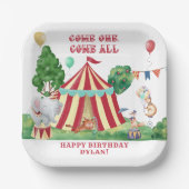 Circus Carnival Animals en Big Top Personalized Papieren Bordje (Voorkant)