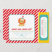 CIRCUS CARNIVAL ANNIVERSAIRE invitation DE L'INVIT (Devant / Derrière)