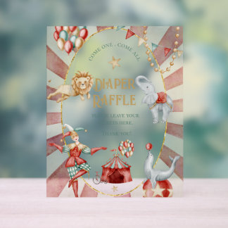 Circus Carnival Baby Shower Diaper Raffle Acryl Bord