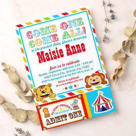 Circus Carnival Baby shower Party Invitation Kaart