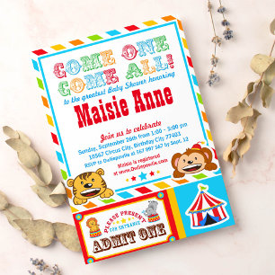 Circus Carnival Baby shower Party Invitation Kaart