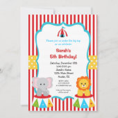 Circus Carnival Big Top Birthday Invitations Kaart (Voorkant)