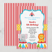 Circus Carnival Big Top Birthday Invitations Kaart (Voorkant / Achterkant)