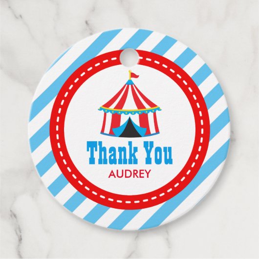 Circus Carnival Birthday Baby shower Bedankjes Labels (Voorkant)