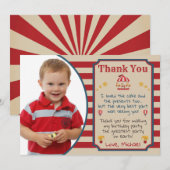 Circus Carnival Birthday Hartelijk dank, kaart met (Voorkant / Achterkant)