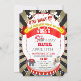  Circus Carnival Birthday Invitatie Kaart
