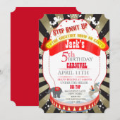 Circus Carnival Birthday Invitatie Kaart (Voorkant / Achterkant)