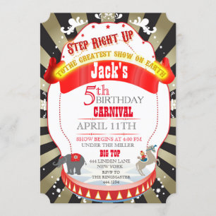  Circus Carnival Birthday Invitatie Kaart