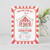 Circus Carnival Birthday Invitation (Debout devant)