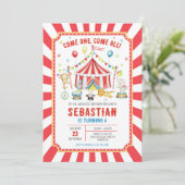 Circus Carnival Birthday Invitation (Debout devant)