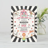 Circus Carnival Birthday Invitation Circus Party Kaart (Staand voorkant)