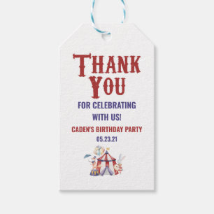 Circus Carnival Birthday Party Dank je wel Cadeaulabel