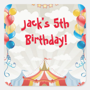 Circus Carnival Birthday Party Favor Stickers