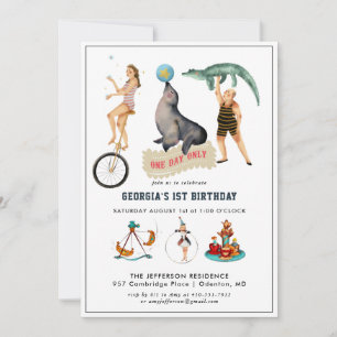  Circus Carnival Birthday Party Invitation