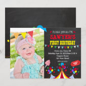 Circus Carnival Birthday Party Invitation Kaart (Voorkant / Achterkant)