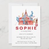 Circus Carnival Birthday Party Invitation Kaart (Voorkant)