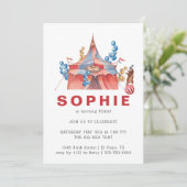 Circus Carnival Birthday Party Invitation Kaart (Staand voorkant)