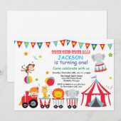 Circus Carnival Birthday Party Invitation Kaart (Voorkant / Achterkant)