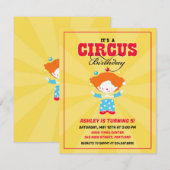 Circus Carnival Birthday Party Invitation Kaart (Voorkant / Achterkant)