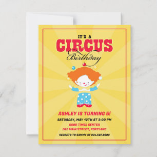 Circus Carnival Birthday Party Invitation Kaart