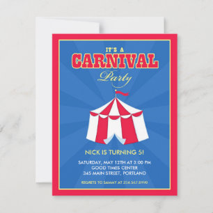 Circus Carnival Birthday Party Invitation Kaart