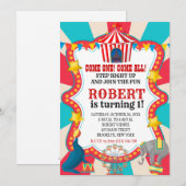 Circus Carnival Birthday Party Invitation Kaart (Voorkant / Achterkant)