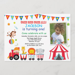 Circus Carnival Birthday Party Invitation Kaart