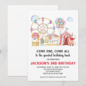 Circus Carnival Birthday Party Invitation Kaart (Voorkant / Achterkant)