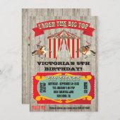 Circus Carnival Birthday Party Invitation Kaart (Voorkant / Achterkant)