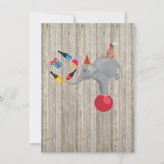 Circus Carnival Birthday Party Invitation Kaart (Achterkant)