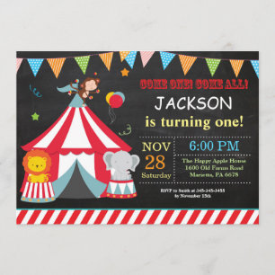 Circus Carnival Birthday Party Invitation Kaart