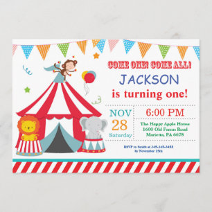 Circus Carnival Birthday Party Invitation Kaart