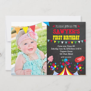 Circus Carnival Birthday Party Invitation Kaart