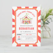 Circus Carnival Birthday Party Kaart (Staand voorkant)