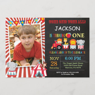 Circus Carnival Birthday Party Photo Invitation Kaart