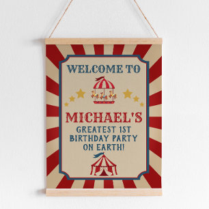 Circus Carnival Birthday Welkomstteken Poster