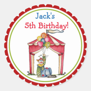 Circus Carnival Clown Birthday Party Favor Sticker