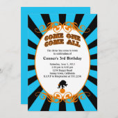 Circus Carnival Invitation Blue Kaart (Voorkant / Achterkant)