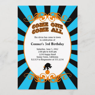Circus Carnival Invitation Blue Kaart