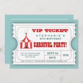 Circus Carnival Party Ticket Advocation Kaart (Voorkant / Achterkant)