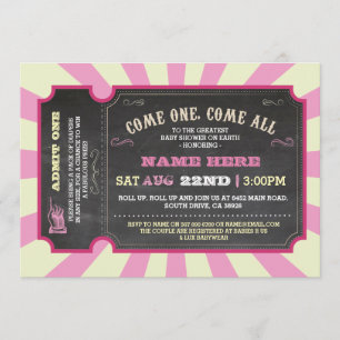 Circus Carnival Pink Girl Baby shower Kaart