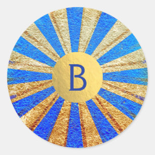 Circus Carnival Royal Blue Gold Foil Party Ronde Sticker