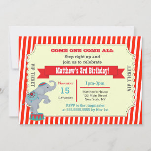 Circus Carnival Ticket Birthday Party Invitations Kaart