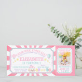 Circus Carnival Ticket Birthday Uitnodiging (Staand voorkant)