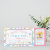 Circus Carnival Ticket Birthday Uitnodiging (Staand voorkant)